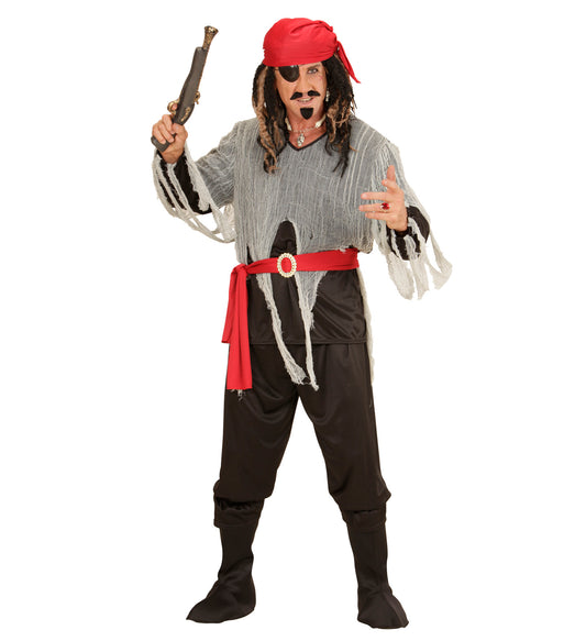 Piratenkostüm Komplettset mit Hemd, Hose, Gürtel, Stiefelüberziehern und Bandana