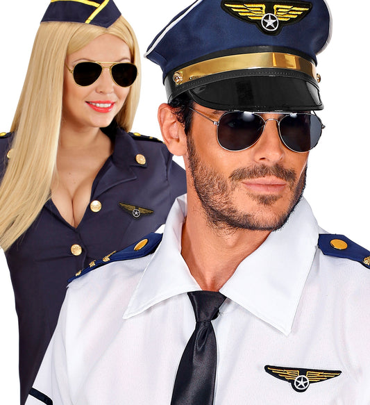 Piloten Set Sonnenbrille, Schulterklappe, Abzeichen