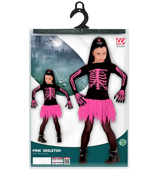 Skeleton Ballerina Kostüm mit Rock, Shirt und Handschuhen für Fasnacht und Karneval