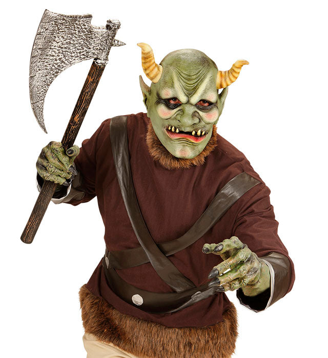 Evil Orc Maske grün mit furchteinflößendem Design für Halloween und Fasnacht