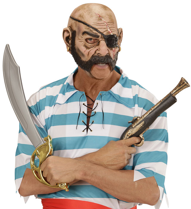 3/4 Piratenmaske mit offenem Mund für Fasnacht und Karneval