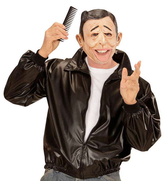3/4 Maske Greaser mit offenem Mund in Retro-Stil für Fasnacht