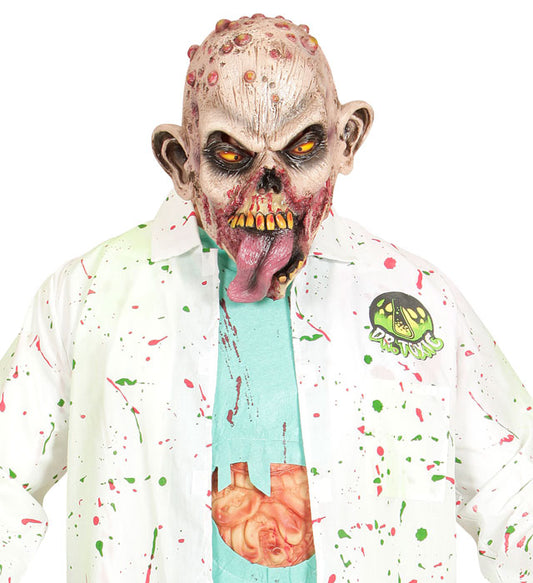 Detailaufnahme der realistischen Zombie Licker Maske für Fasnacht und Halloween