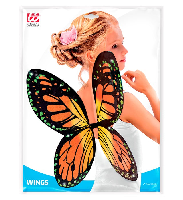 Schmetterlingsflügel Kinder Schwarz Orange Gelb 66x38 cm