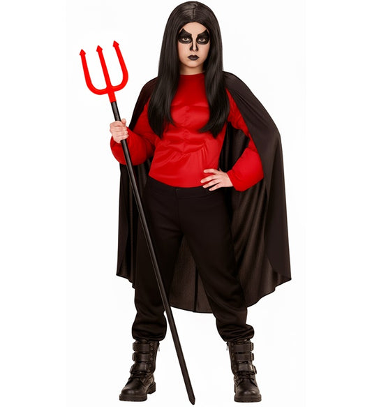 Teufel Muskelshirt mit Umhang Kostüm für Fasnacht und Karneval