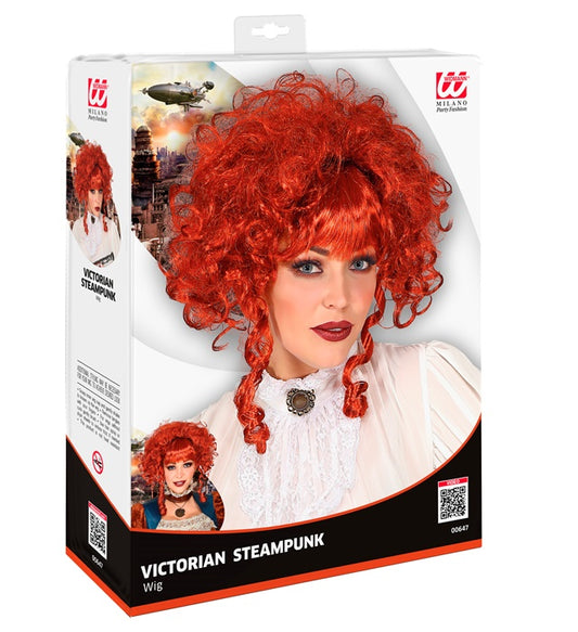 Viktorianische Steampunk-Perücke mit Locken und Volumen in Box für Fasnacht
