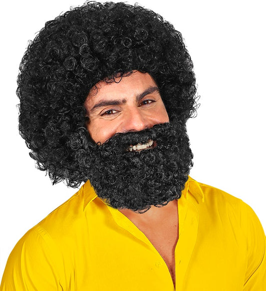 Jerome-Perücke mit voluminösem Haar und passendem Bart in Box