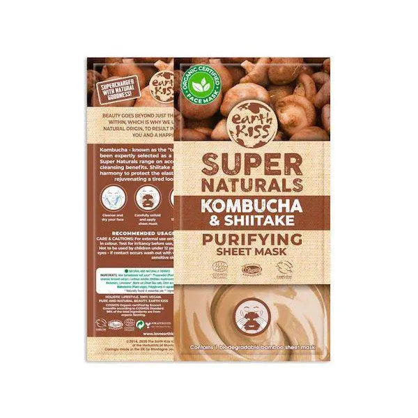 EARTH KISS EARTH KISS Super Naturals Kombucha und Shitake Sheet Mask 16 ml Gesichtspflegemaske Kosmetik