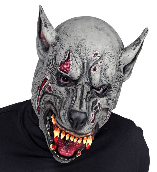 Werwolf Vollkopfmaske mit Felloptik und markanten Gesichtszügen