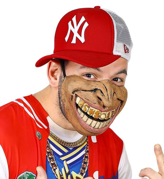 Schwarze Rapper Halbmaske für das untere Gesicht als Fasnacht-Accessoire