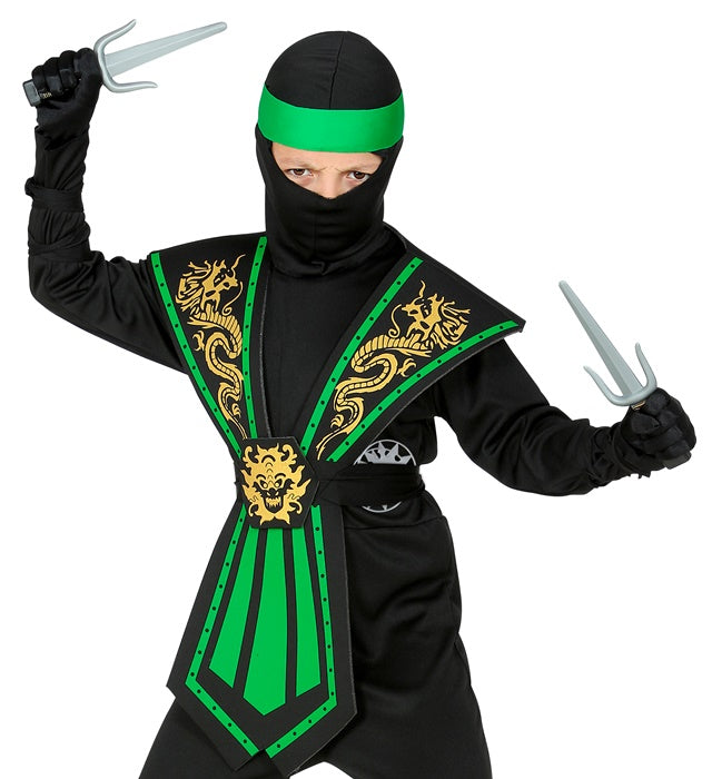 Ninja Waffen-Set mit 2 Sai und 2 Shuriken auf weißem Hintergrund