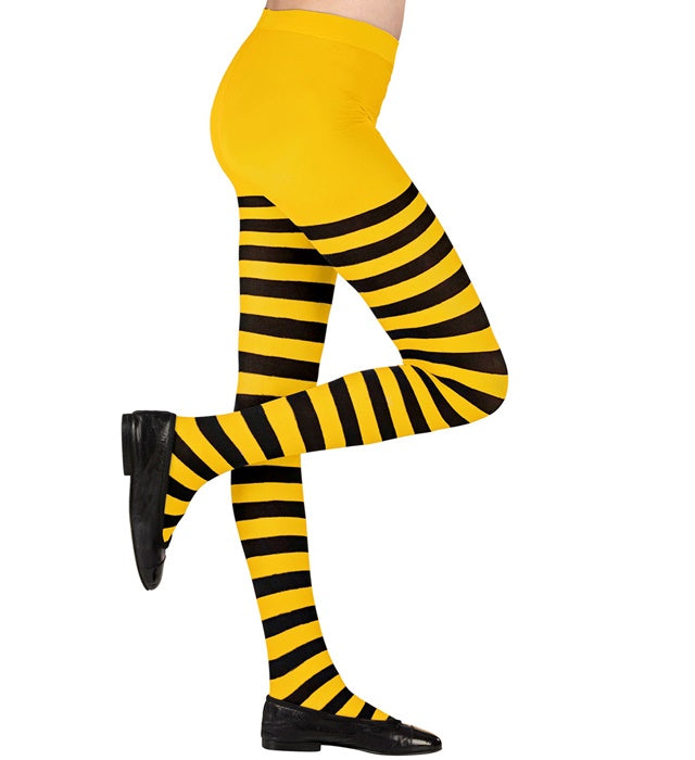 Strumpfhose mit Bienenmuster in Gelb und Schwarz, 70 DEN