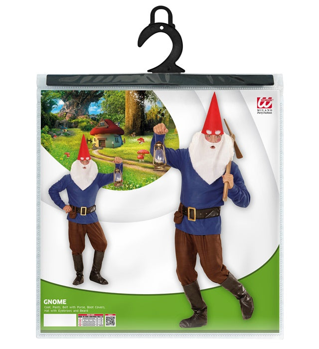 Blauer Zwerg Kostüm Komplettset mit Jacke, Hose, Gürtel, Hut und Bart für Fasnacht