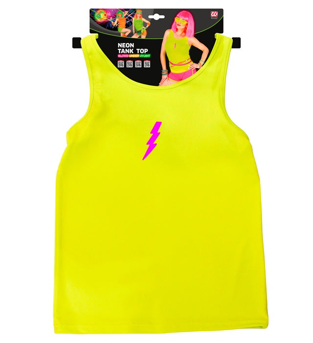 Neon gelbes Tank Top als leuchtendes Kostümzubehör für Fasnacht und Mottoparty