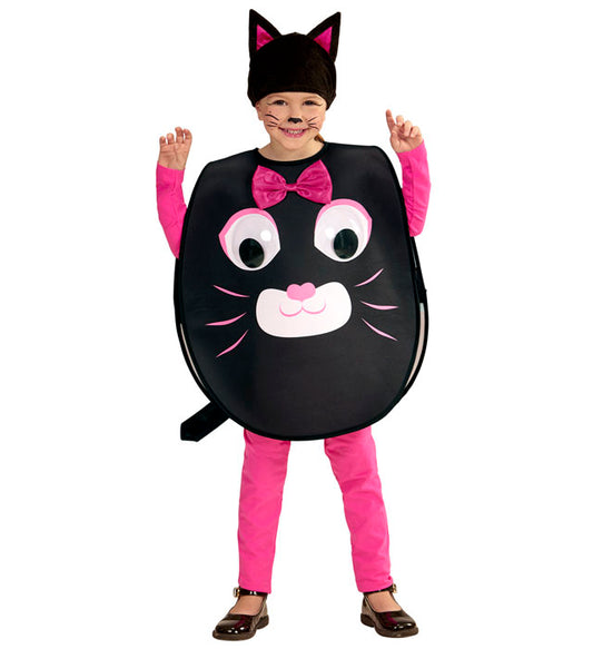 Kopfbedeckung Katze mit großen Riesenaugen - Fasnacht Accessoire