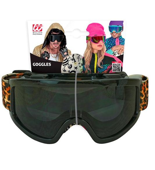 Skibrille mit Leopardenmuster als Fasnachts- und Festival-Accessoire