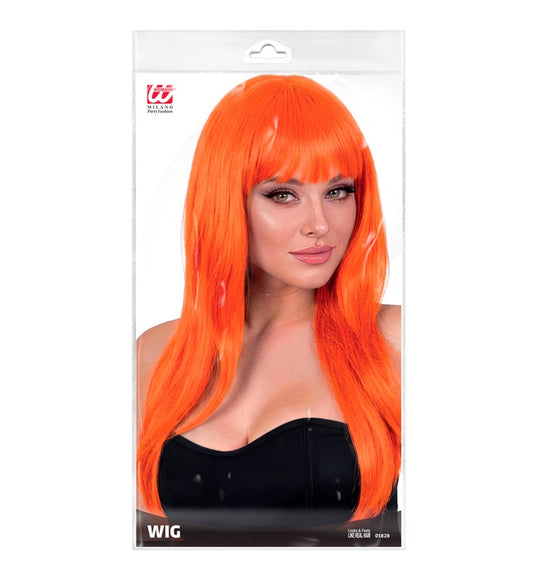 Orangefarbene Vogue Perücke für Fasnacht und Mottoparty