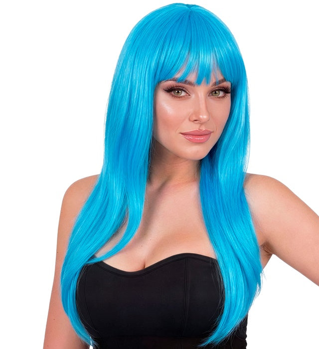 Hellblaue Vogue Perücke für Fasnacht und Mottopartys