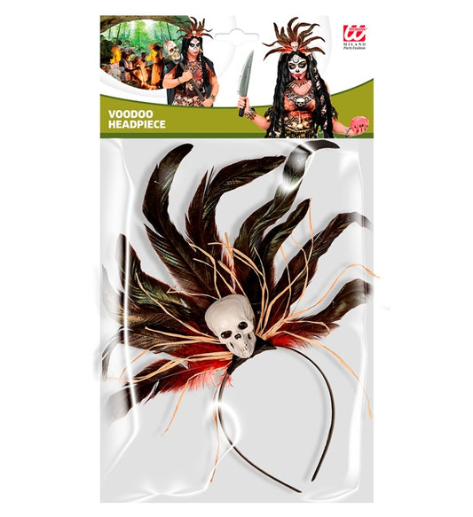 Voodoo Haarreif mit Totenkopf auf schwarzem Hintergrund