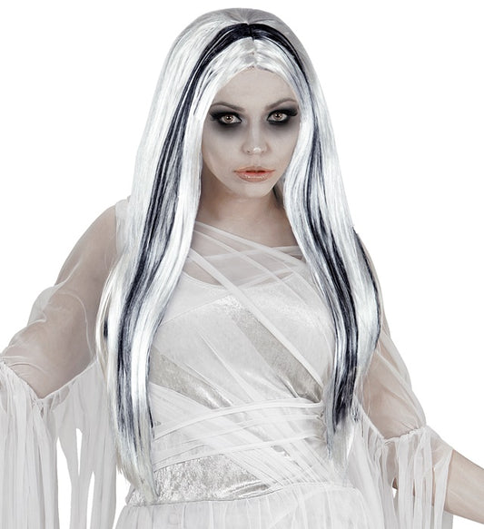 Ghostly Spirit Perücke in weiss, schwebender Geisterlook für Halloween und Fasnacht