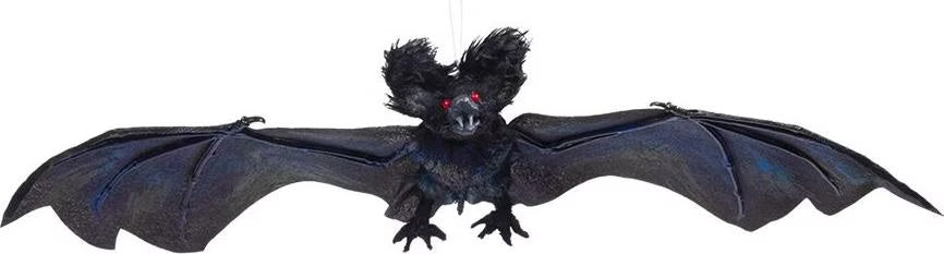 Schwarze Widmann Halloween-Fledermaus 29 cm als Hängedekoration – Seitenansicht