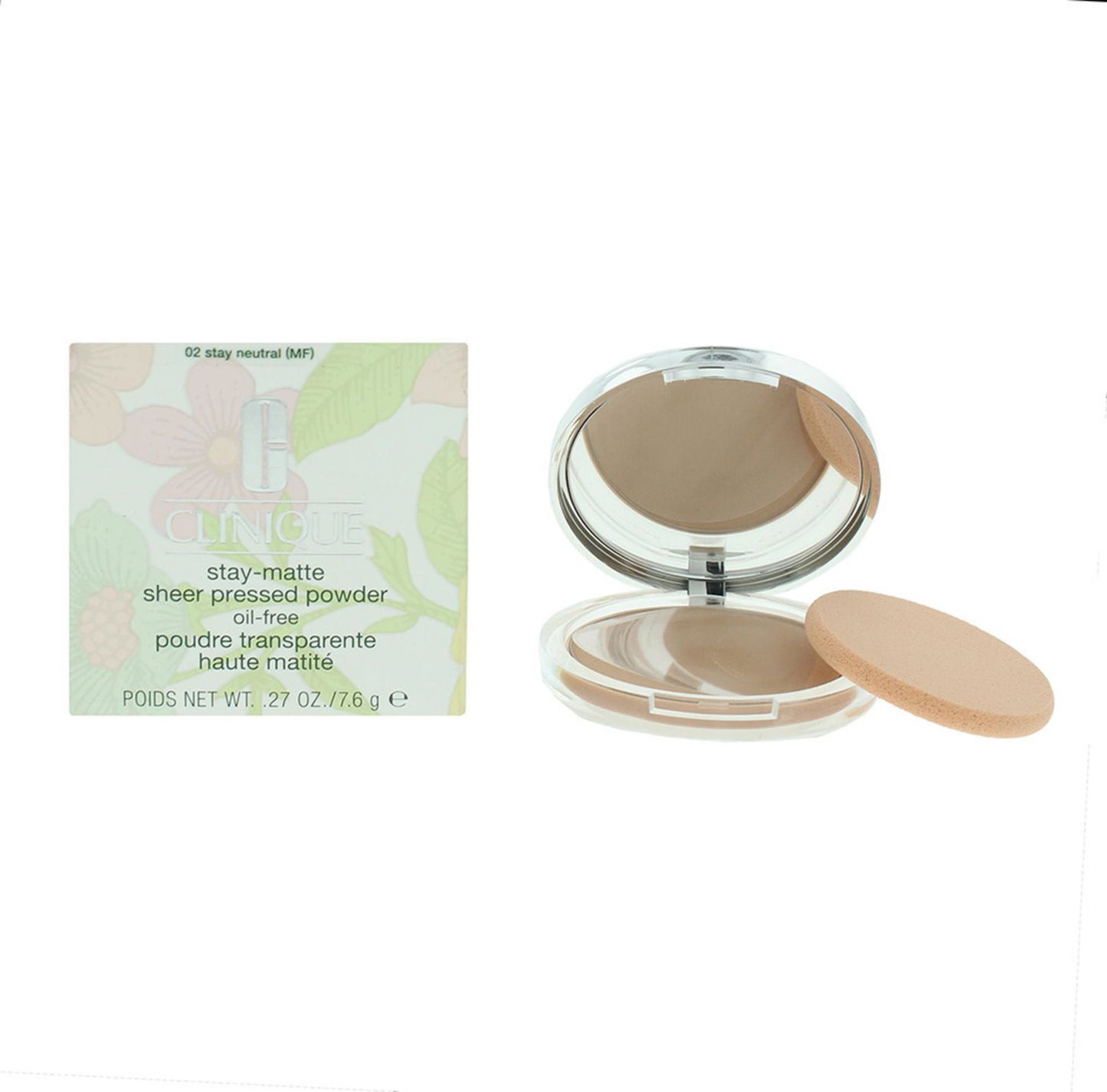 Clinique, Stay-Matte, Matt, Kompaktpuder, 02, Bleiben Sie neutral, 7.6 g