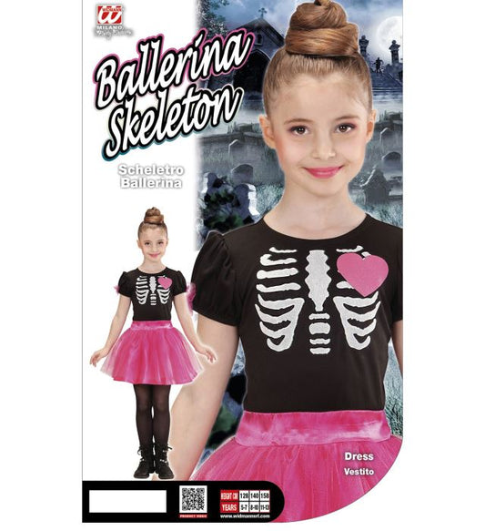 Ballerina Skeleton Kostüm mit Tutu in Schwarz-Weiss, ideal für Fasnacht
