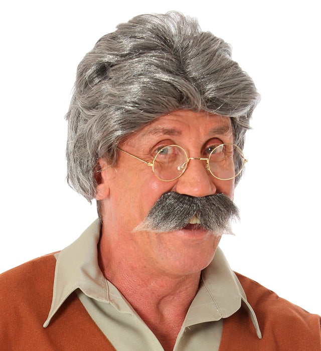 Geppetto Perücke und Bart Set in Braun auf weißem Hintergrund