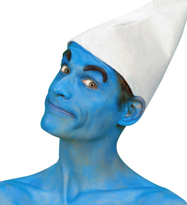 Blaue Gesichtsfarbe in Schale für Fasnacht und Karneval