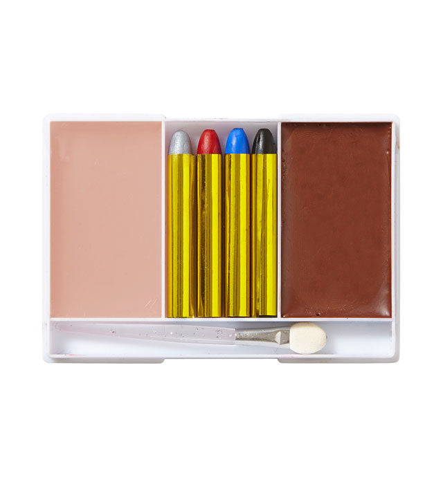 Cowboy Make-up Set mit Schminkstiften und Pinsel für Fasnacht