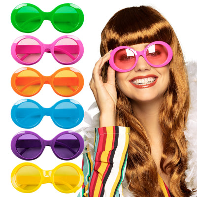 Boland Neon Retro Hippie Sonnenbrille – Jackie 70s Party Glas UV400