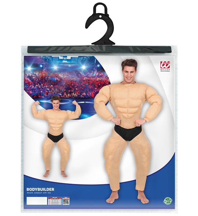 Muskel-Overall mit Slip für Fasnacht und Karneval, realistisches Muskelkostüm