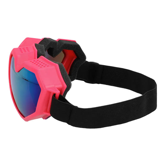 Neon-pinke Herzform Skibrille mit UV400-Schutz und flexiblem Rahmen für Festivals und Après-Ski.
