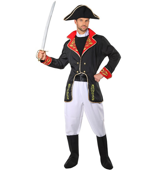 Napoleon Kostüm Komplettset mit Jacke, Hose, Stiefelüberziehern und charakteristischem Hut