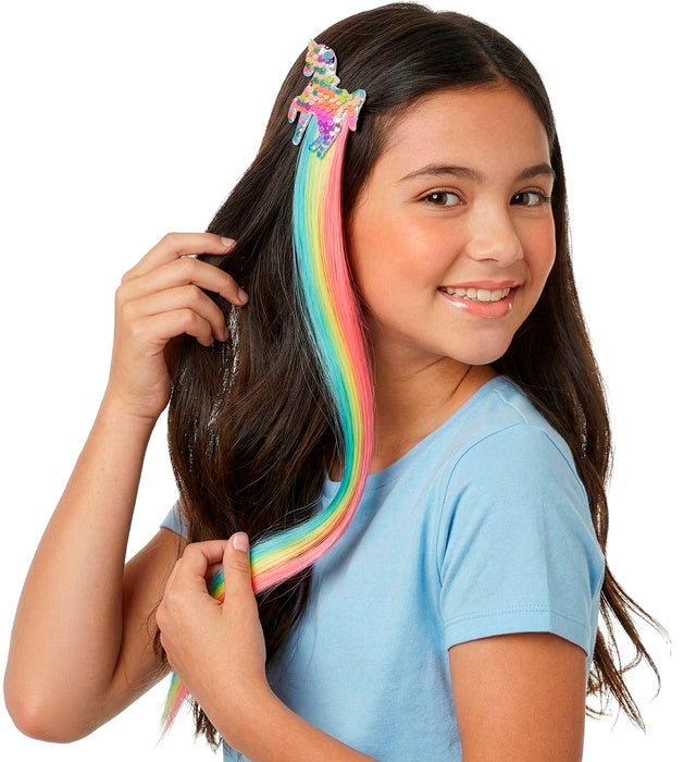 Haarklammer Einhorn mit bunten Haaren und Pailletten für Kinder