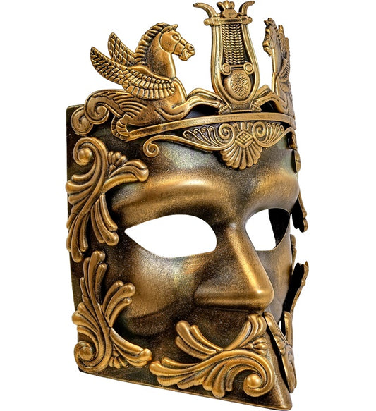 Goldene Maske im Stil der griechisch-römischen Antike für Fasnacht