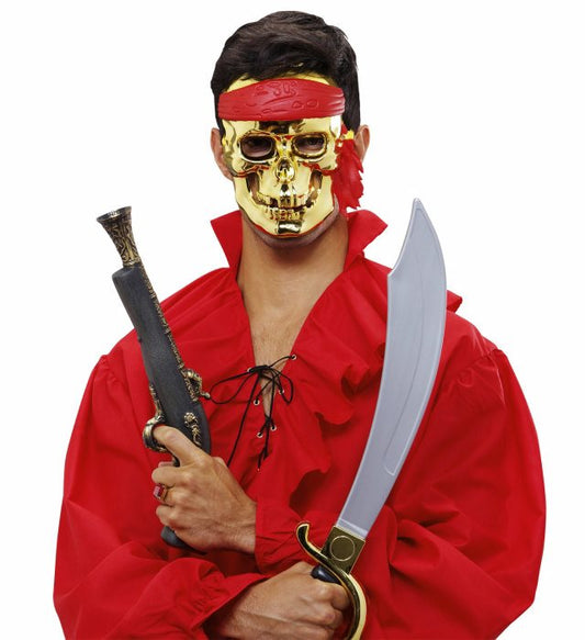 Goldene Piratentotenkopf-Maske für Fasnacht und Karneval