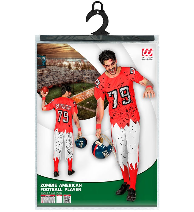 Zombie American Football Spieler Kostüm mit Muskelshirt und Hose