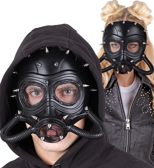 Gasmaske mit Nieten Schwarz