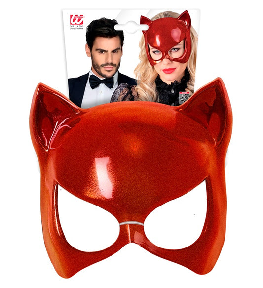 Rote Katzenaugenmaske für Fasnacht und Karneval
