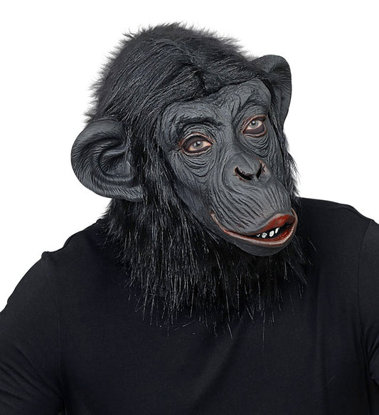 Schimpansenmaske mit weichem Plüschfell für Fasnacht und Karneval