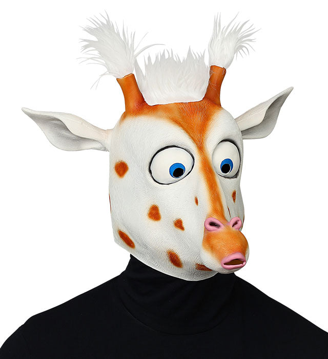 GANZKOPF MASKE GIRAFFE MIT RIESENAUGEN UND PLÜSCHHAAREN Diverse Farben