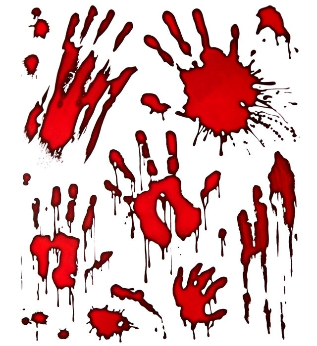 Blutige Hände Sticker auf Fensterscheibe für Halloween Dekoration