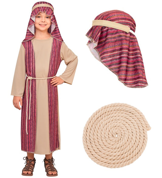 Traditionelle Schäfer-Verkleidung mit Robe, Gürtel und Kopfbedeckung für Fasnacht