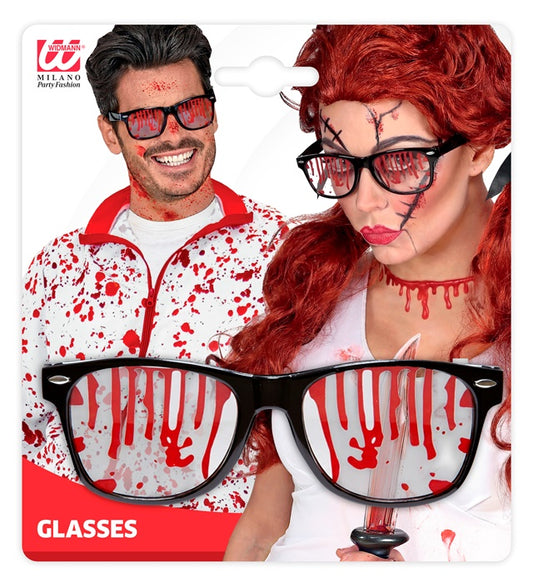 Blutbefleckte Brille als Halloween- und Fasnacht-Accessoire