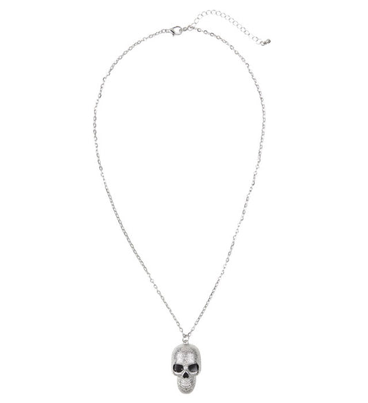 Silberne Totenkopf-Kette als Accessoire für Fasnacht und Halloween