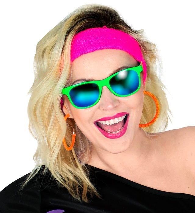 Neon-orange Ohrringe als Fasnacht-Accessoire