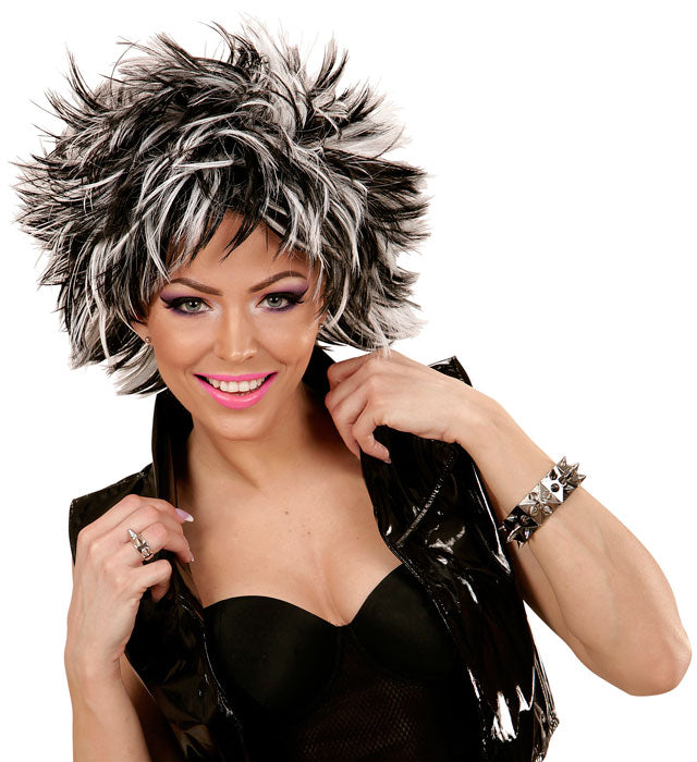 Schwarz-silbernes Spike-Armband als Accessoire für Fasnacht und Mottoparty