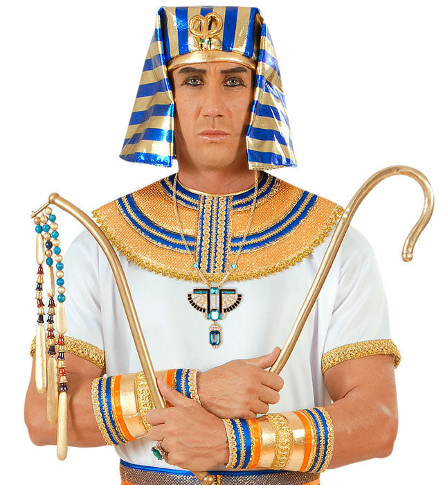 Goldene Pharao-Kette mit Strass- und Topas-Steinen als Kostümzubehör