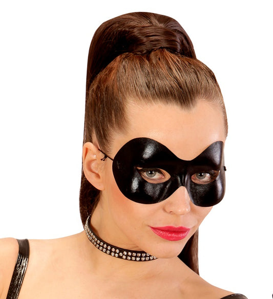 Schwarze Unisex Augenmaske Fidelio auf weißem Hintergrund